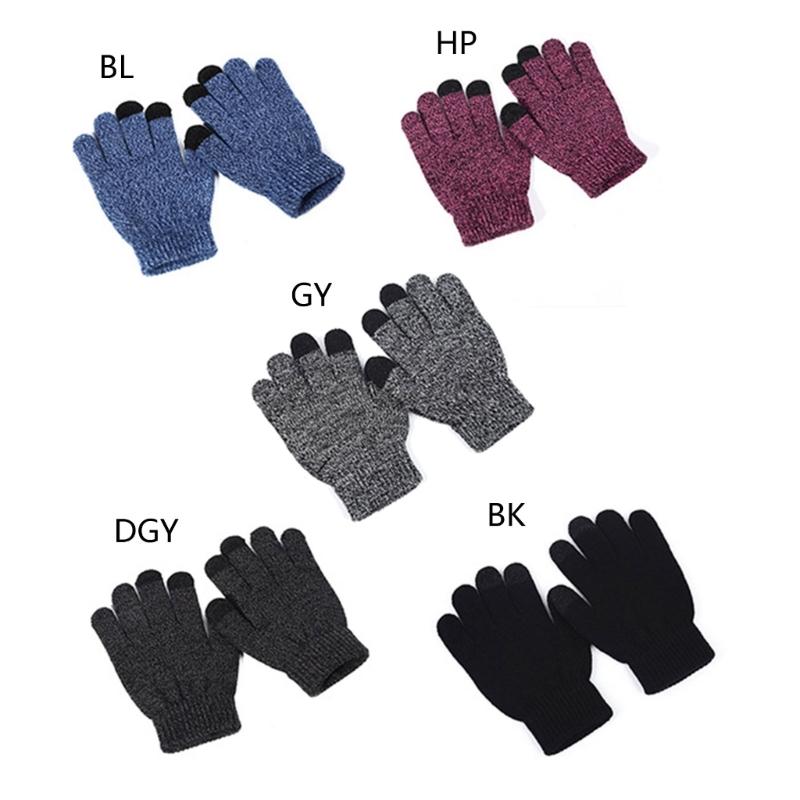 Kids Touches Screen Gloves Soft & Breathable Winter Warm Mittens Solid Knit Gloves for Outdoor Activities School Travel