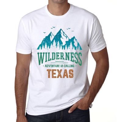 Мужская винтажная футболка Футболка с рисунком Wilderness Texas White