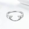 Real 925 Sterling Silver Tassel Adjustable Clear CZ Finger Ring Women Ring Sterling KTJ