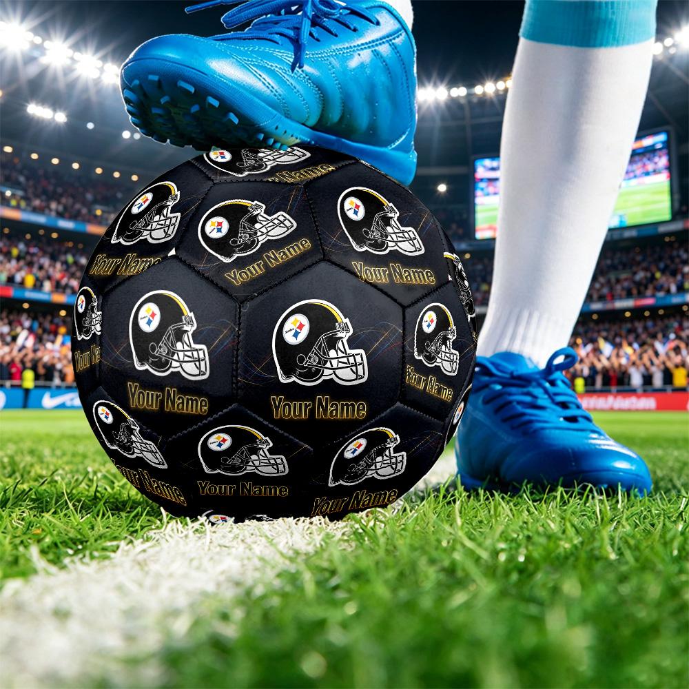Pittsburgh Steelers Size 5 Football, Custom Name Text Personalized Soccer Ball Sport Training Gift