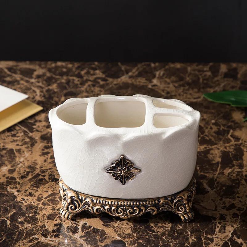 Серия "Трещиноватая глазурь", Аксессуары для ванной комнаты, Дозатор для мыла, Мыльница, Стакан, Держатель для зубных щеток, Ретро-стиль, Роскошный