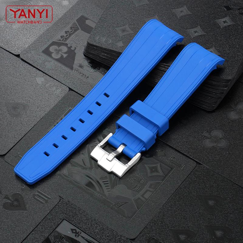 FKM Fluororubber Rubber Watch Strap 21mm Waterproof Silicone Wristband For Submariner DEEPSEA Oysterflex Rolex Watchband Band