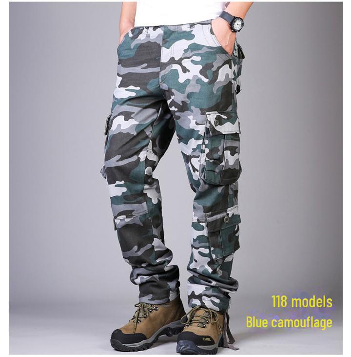 Мужские сверхпрочные хлопковые брюки камуфляжной расцветки – Прочные, износостойкие, повседневные комбинезоны в военном стиле больших размеров.