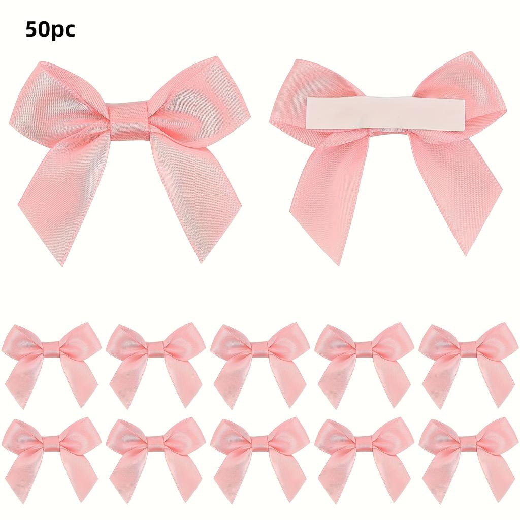2,5-дюймовый 50-шт Самоклеящийся ленточный бант с лентой, для упаковки подарков, Готовый ленточный бант на двустороннем скотче, для изготовления поделок