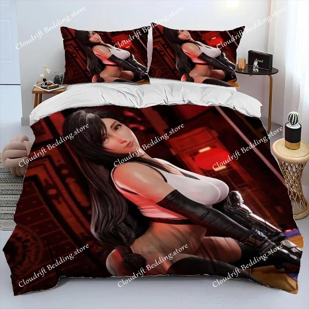 Tifa Aerith сексуальная девушка кружево мультфильм игра одеяло комплект постельного белья, пододеяльник постельный комплект пододеяльник наволочка, комплект постельного белья королевского размера