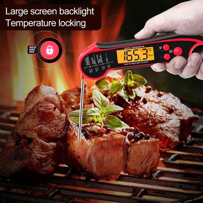 Пищевой термометр Длинный складной зонд с подсветкой Точные показания Чувствительный для жарки во фритюре Водонепроницаемый цифровой термометр для приготовления пищи для домашнего использования