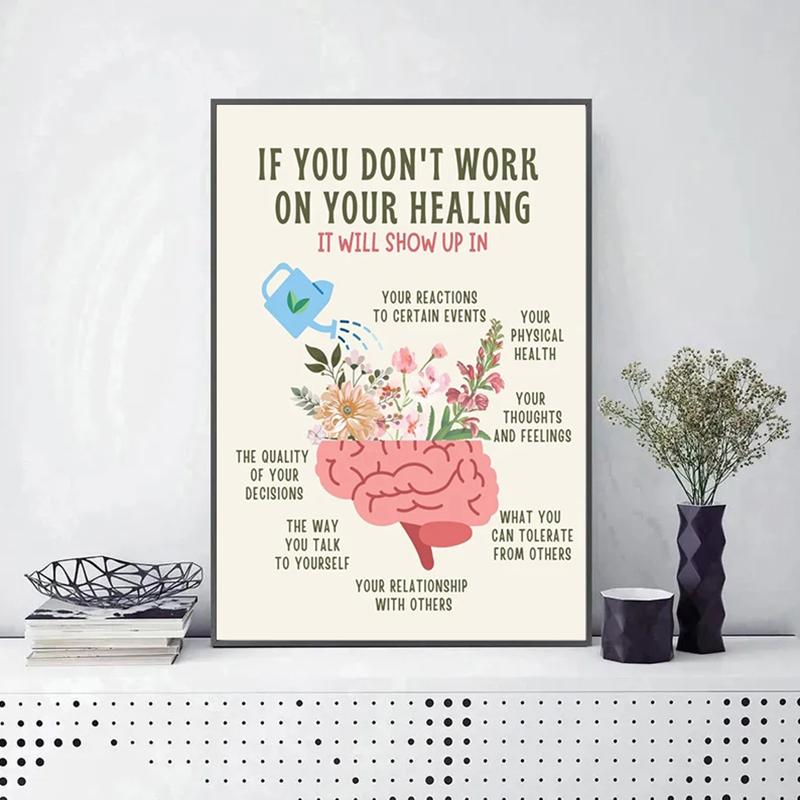 Плакат с изображением исцеляющего мозга Мы все думаем по-разному Картина на холсте Психолог по нейроразнообразию Настенная картина Декор для дома в офисе