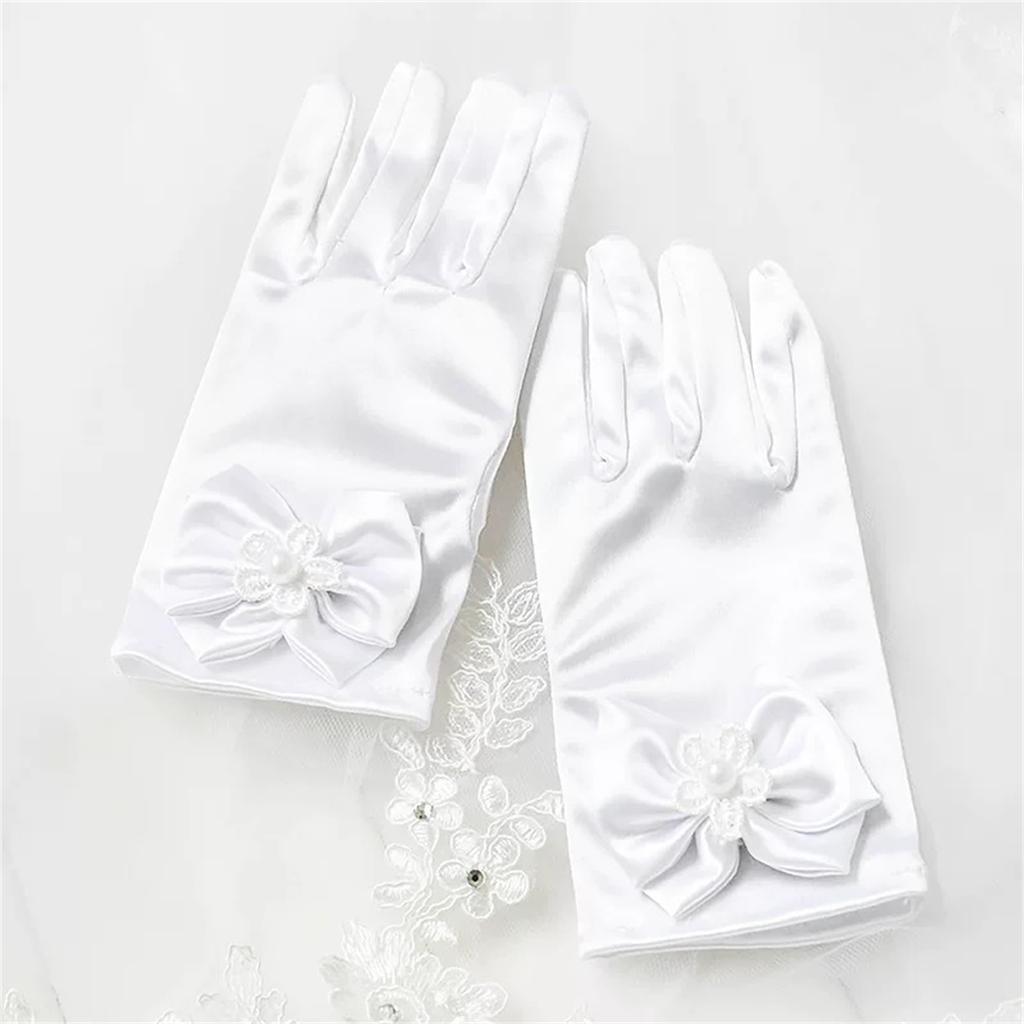 Bowknot Gloves for Ceremony School Boys and Girls Bowknot Elastic Gloves for Dress Etiquette Gloves Stage Performances