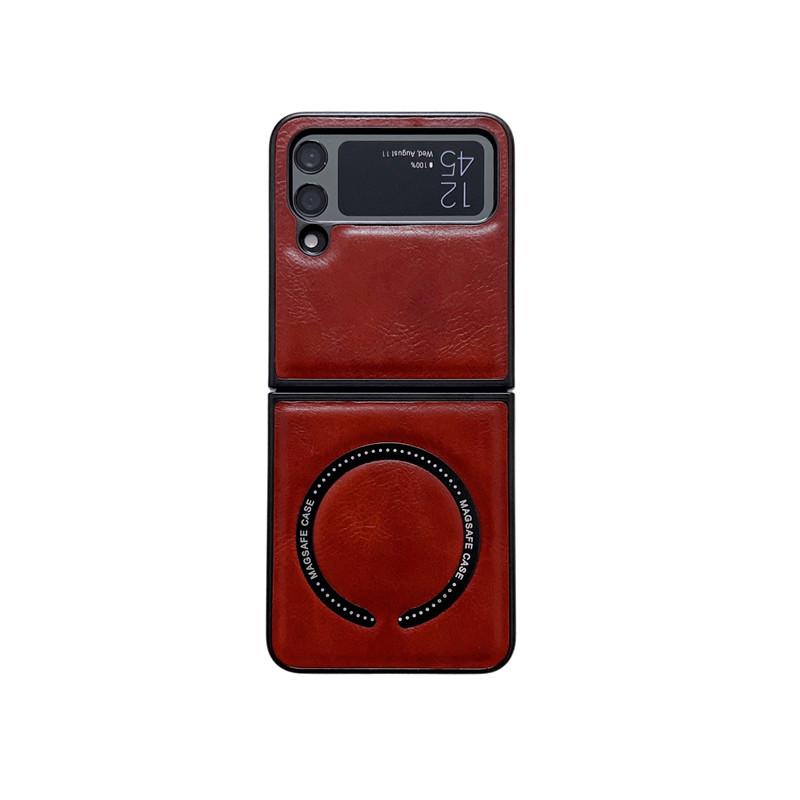 Роскошный деловой кожаный чехол для Magsafe, магнитный чехол для телефона с беспроводной зарядкой для Samsung Galaxy Z Flip 4 3 Flip4 Flip3 5G