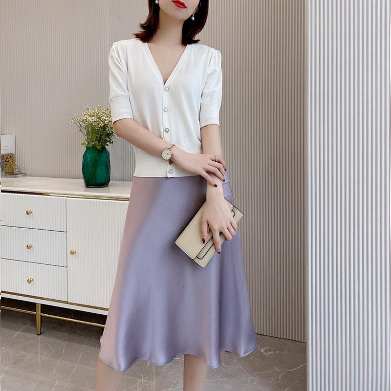 Elegant Retro Satin Acetate Umbrella Skirt for Women