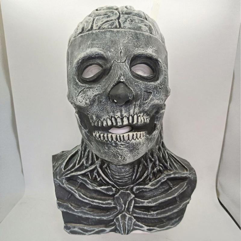 1 шт., маска на Хэллоуин, 3D маска черепа, страшный череп на всю голову, реалистичный латексный реквизит скелета, костюм для ролевой вечеринки на Хэллоуин