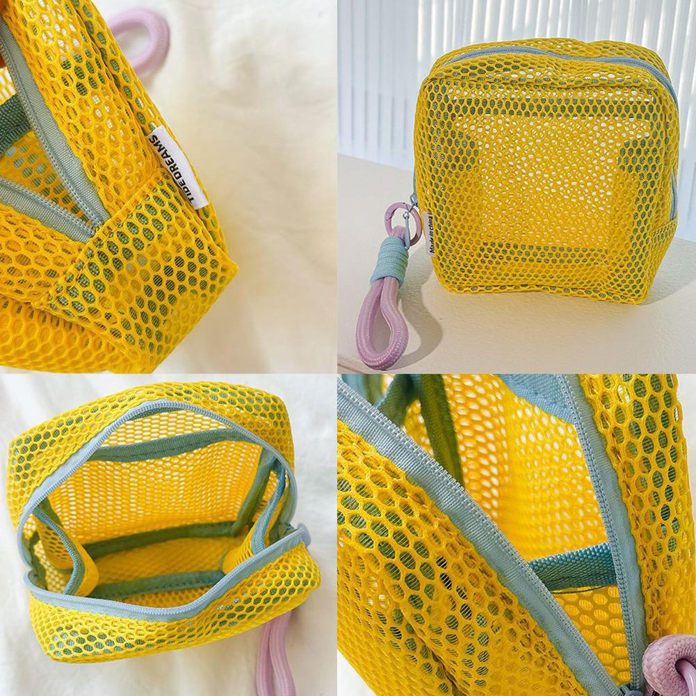 Дофаминовый цветной квадратный косметический чехол Мини-косметичка Полиэстер Органайзер с несколькими отделениями Устойчивый к складкам Предметы первой необходимости для путешествий