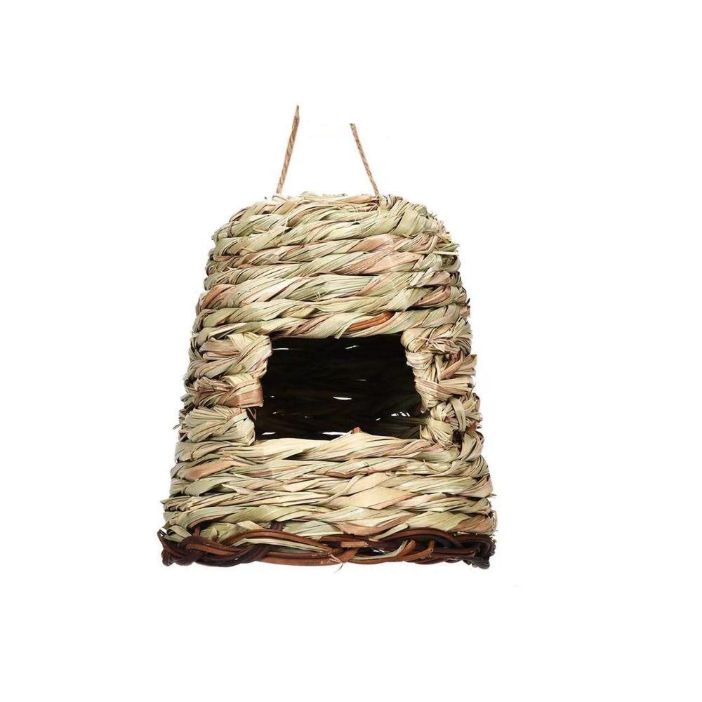 Straw 6 Style Birds House Weaved Natural Grass Parrot Breeding Hut Wooden Outdoor Decorative Hummingbird Cage Shelter