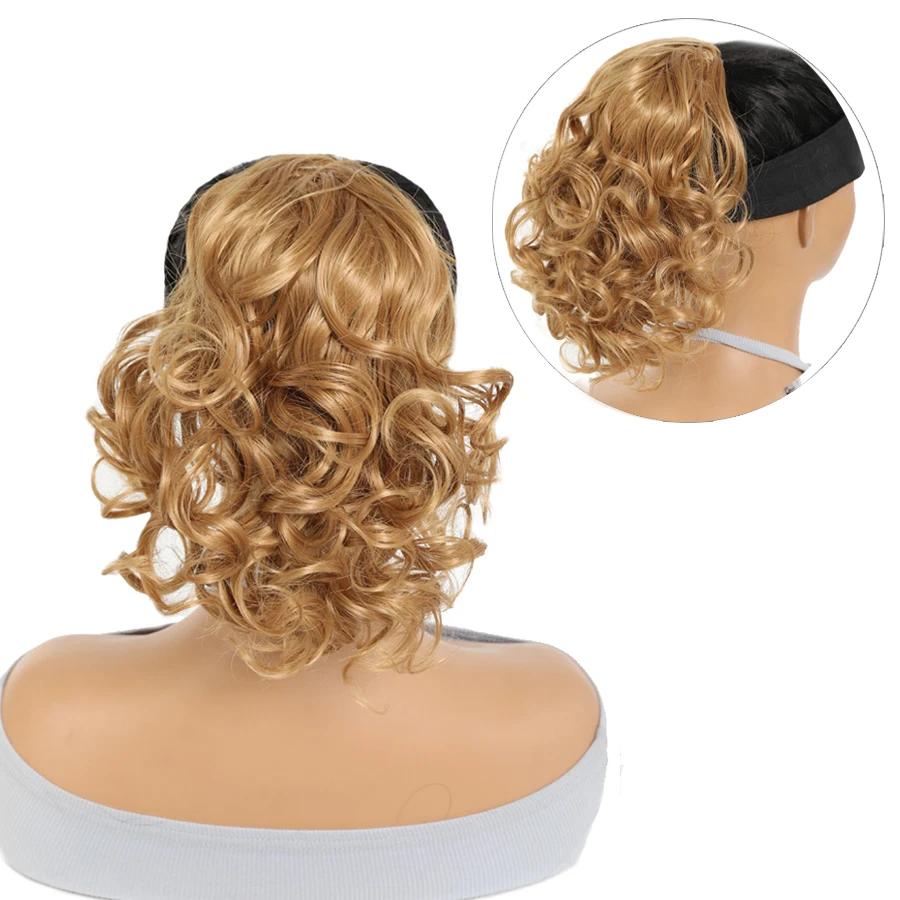 Синтетический парик для наращивания волос «конский хвост» 8 дюймов, короткий, вьющийся, волнистый, регулируемый, с завязками, накладной хвост для женщин, ежедневное использование