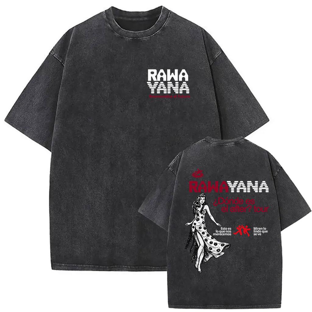 Vintage Washed Rawayana Donde Es El After Album Print TShirt Men Women Hip Hop Pop Music Short Sleeve T Shirt Streetwear