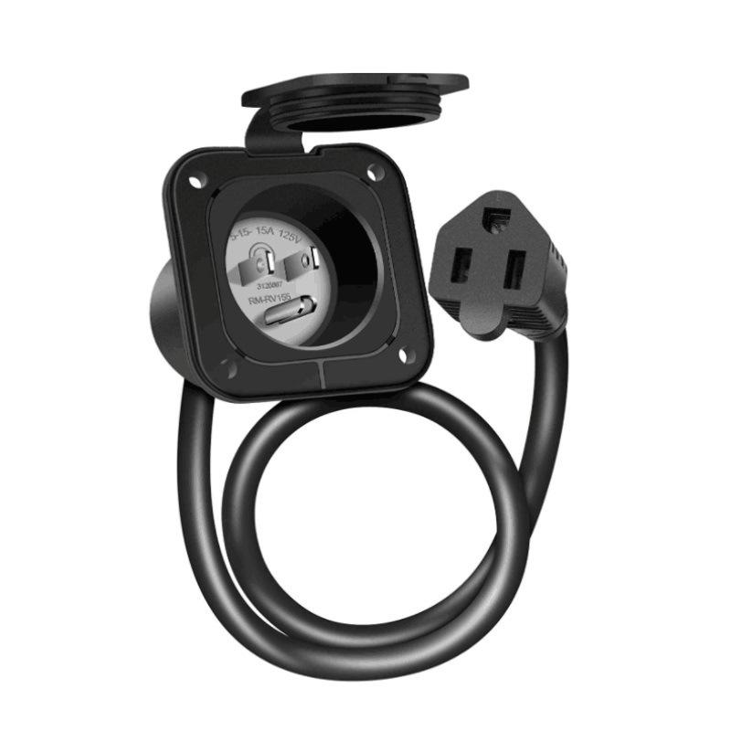 NEMA 5-15 American Standard Waterproof RV Extension Cord with Square Plug