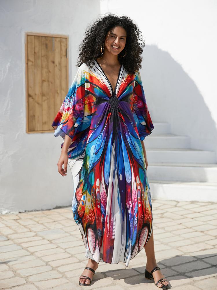 EDOLYNSA Лестный женский кафтан в богемном длинном платье, халат большого размера, платье Moo Moo, купальник, накидка, одежда для отдыха Q1634