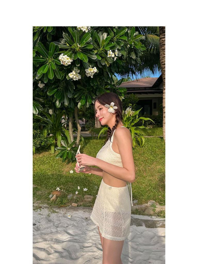 Женский сексуальный кружевной купальник бикини халтер с юбкой - Раздельный купальник в корейском стиле