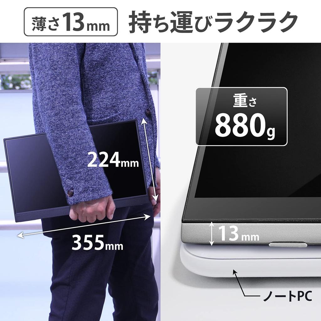 Мобильный монитор IODATA дюймовый FHD 1080p 10 точек совместимый год 15.6 мультитач (Совместимость с PS4/Xbox/Switch/ПК/MiniHDMI/USB-C/3