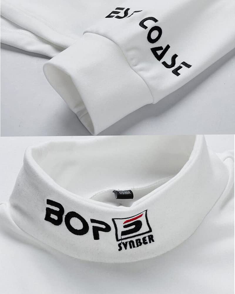 Cut and Sew High Neck Round Long Autumn Large [foveitaa] Men's T-Shirt, Tee-Shirt, Sweater, Neck, Sleeve, Thick, Loose, Plain, Simple, Clothes, Size,