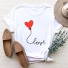 (Asian Size) Women Love Printing Valentine Cute 90s Clothing Print Tee Top Fashion T Shirt Woman Female Short Sleeve Graphic T-shirts