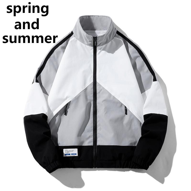 Trendy Men's Baseball Jacket Hip-hop Stitching Loose Jacket Stand Collar Thin Thickened Windbreaker Sports Casual Jacket For Men