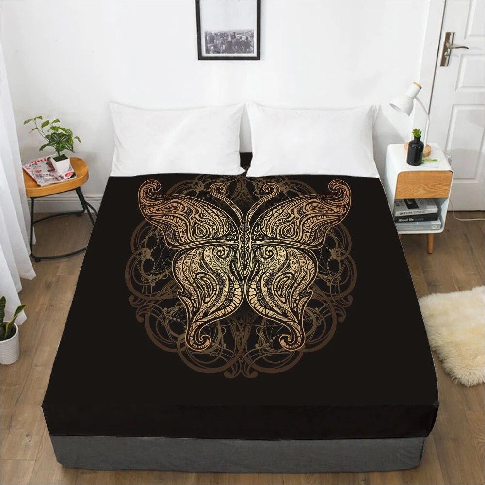 Простыни наматрасник с резинкой Простыня Простыня Белье 90x200 160x200 150x200 Размер 3D-печать Черный Золотой
