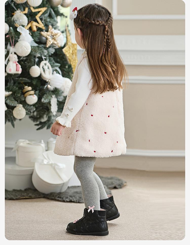 David Bella Children's Plush Vest Skirt Winter New Baby Dress Girls' Christmas Red Warm Skirt