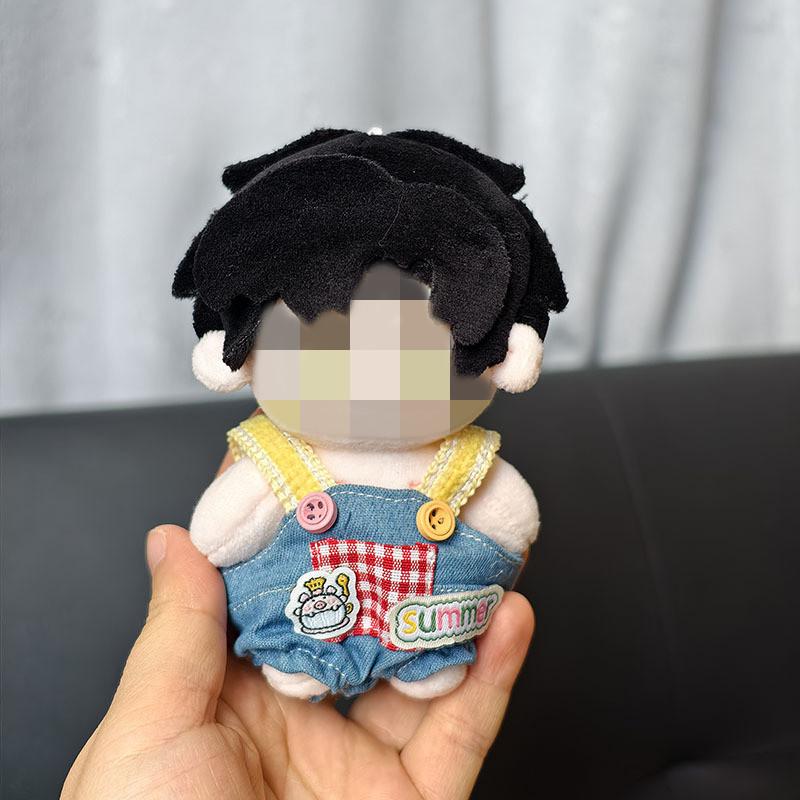 [Cloth Only] 16cm Plush Doll Clothes Set, Circle Smiling Face Shirt Overalls Series Set Dress Up.