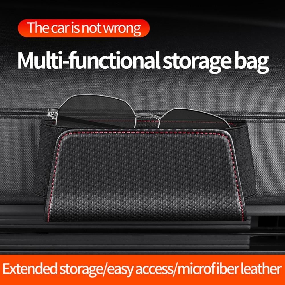 Self Adhesive Car Adhesive Storage Box Leather Cards Phone Key Sticky Pouch Daily Commute