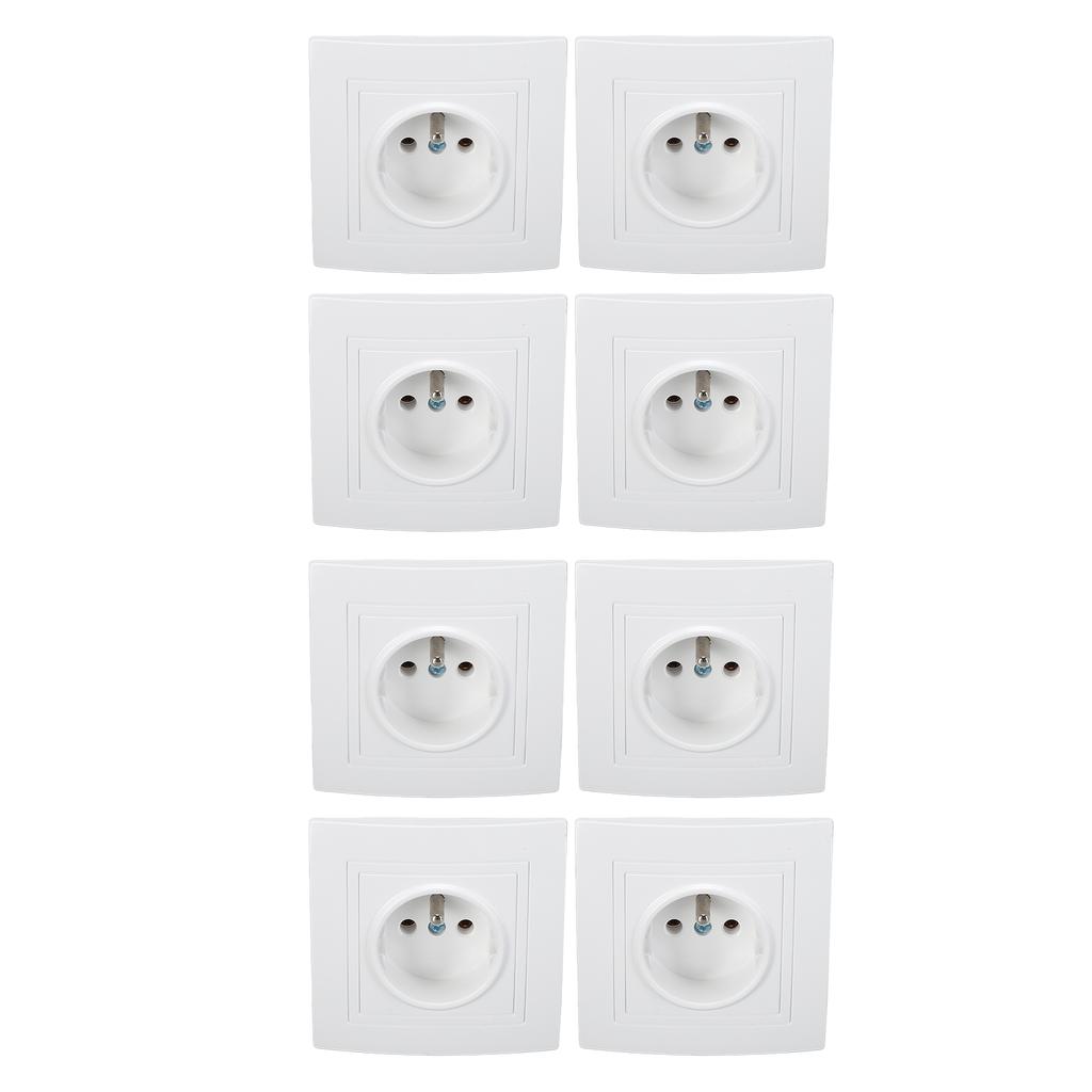 8pcs French Standard Socket 16A  Wall Mounted Socket Wall Outlet for Home Office Hotel