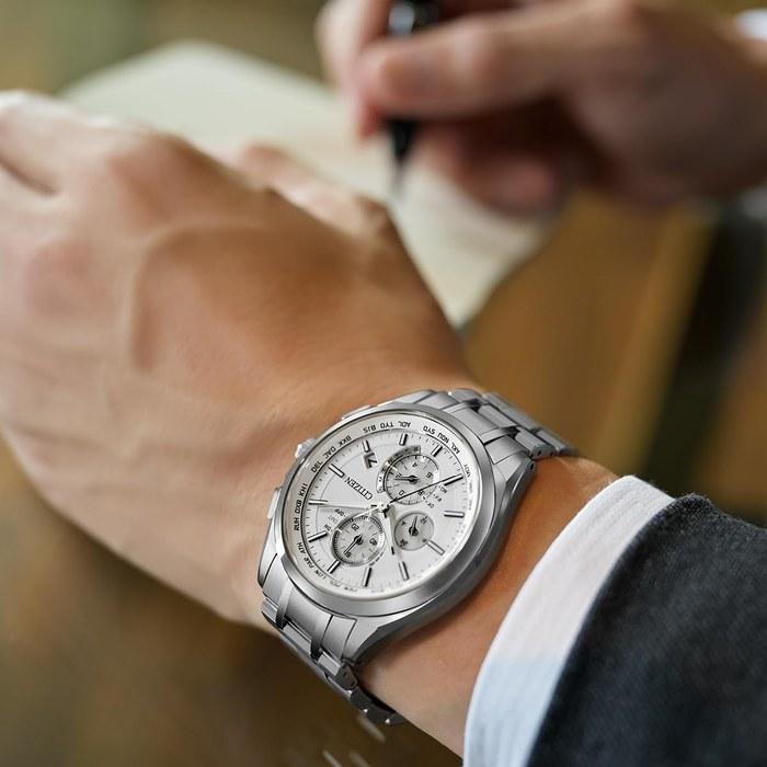 [Citizen] ATTESA AT8040-57A Eco-Drive Радиоуправляемые часы, Мужские, Серебристый/Белый