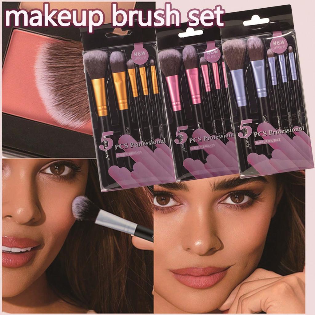 5PCS Makeup Brush Set Halloween Christmas Gift Smash Flour Rouge Brush Face Powder Blusher Brush, Eye Shadow Brush Makeup Tools