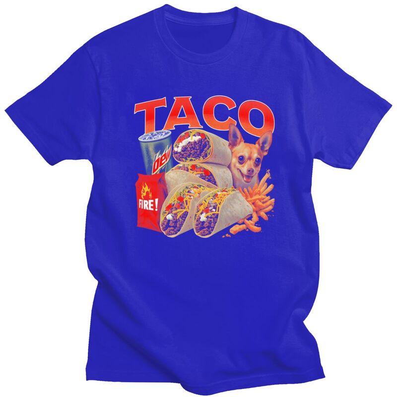 Mens Taco Bell Meme Dog T Shirt Round Neck Pure Cotton Short Sleeve Tee Shirt Casual Loose Oversized Summer Tyle Clothing