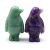 Cute Penguin Statue Natural Amethyst Rose Quartz Healing Crystals Stones Carving Reiki Animal Figurines Crafts Room Decoration