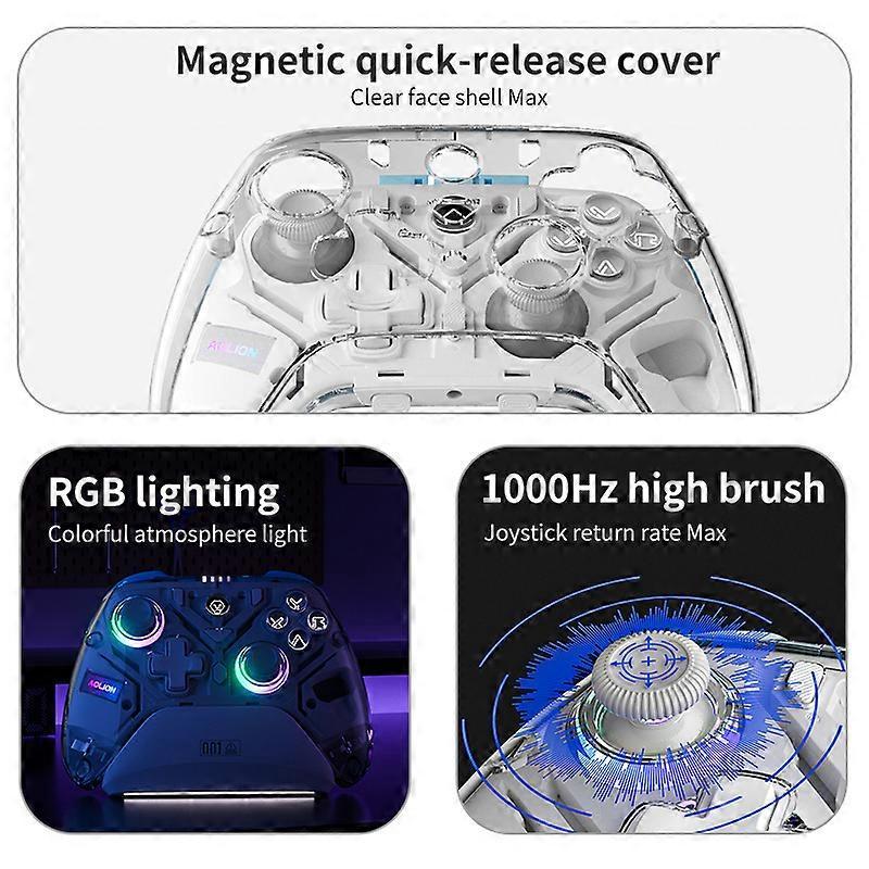 K10 Gaming Controller With Charging Dock RGB Wireless Gamepad Hall Effect Joystick Trigger For Nintend Switch/PC/Phone(Golden)