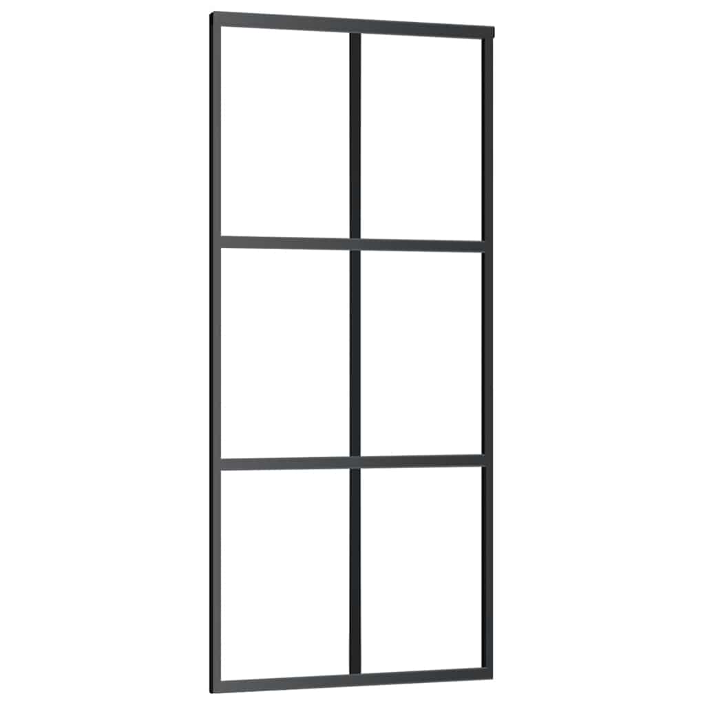 Vidaxl Drzwi Przesuwne, Szkło Esg I Aluminium, 90X205 Cm, Czarne