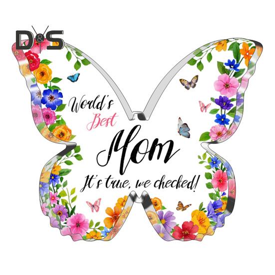 Акриловое украшение в виде бабочки. Подарок маме от дочери или сына. Прозрачное настольное украшение на День матери. Подарок на День святого Валентина.