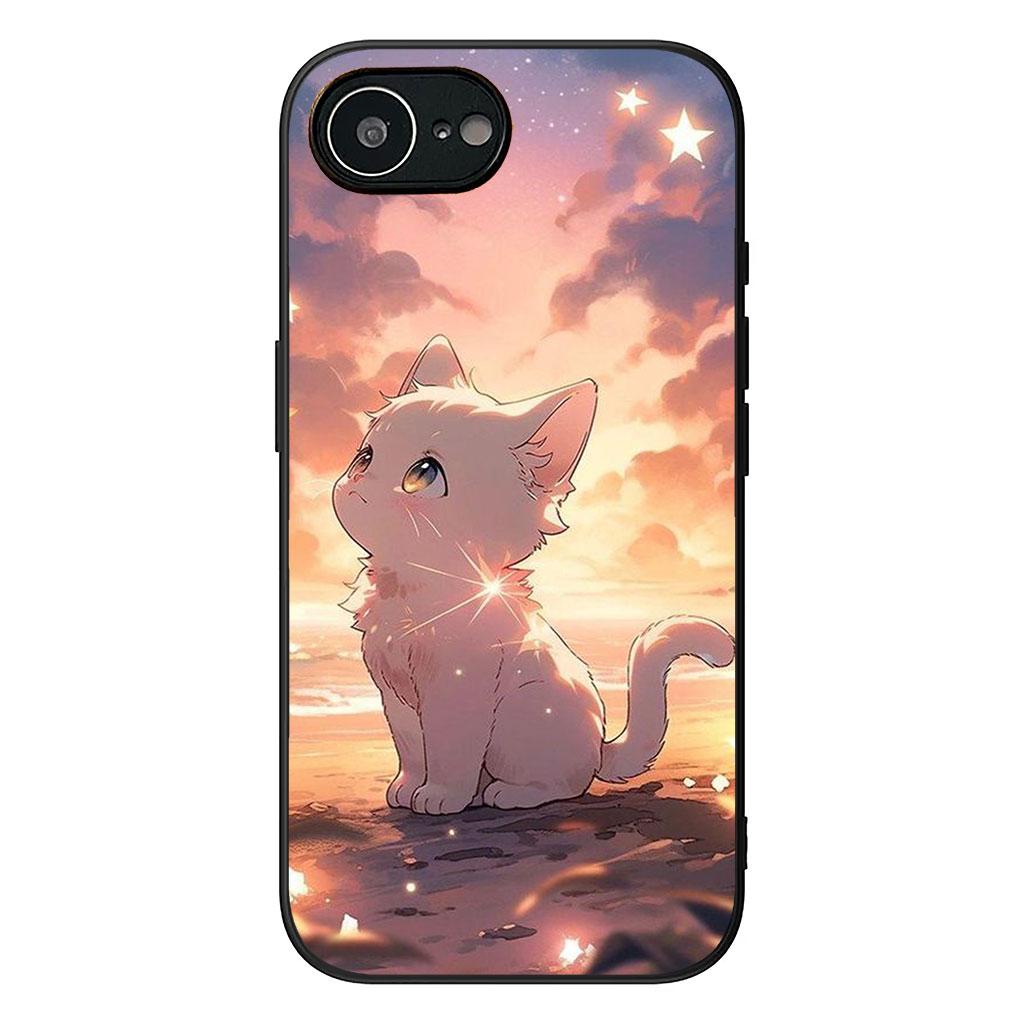 Мультяшный котенок Кошачьи глаза Милый чехол для телефона для Apple iPhone 16 15 14 Plus 13 12 Mini 17 Pro Max + ProMax 16E Air Case