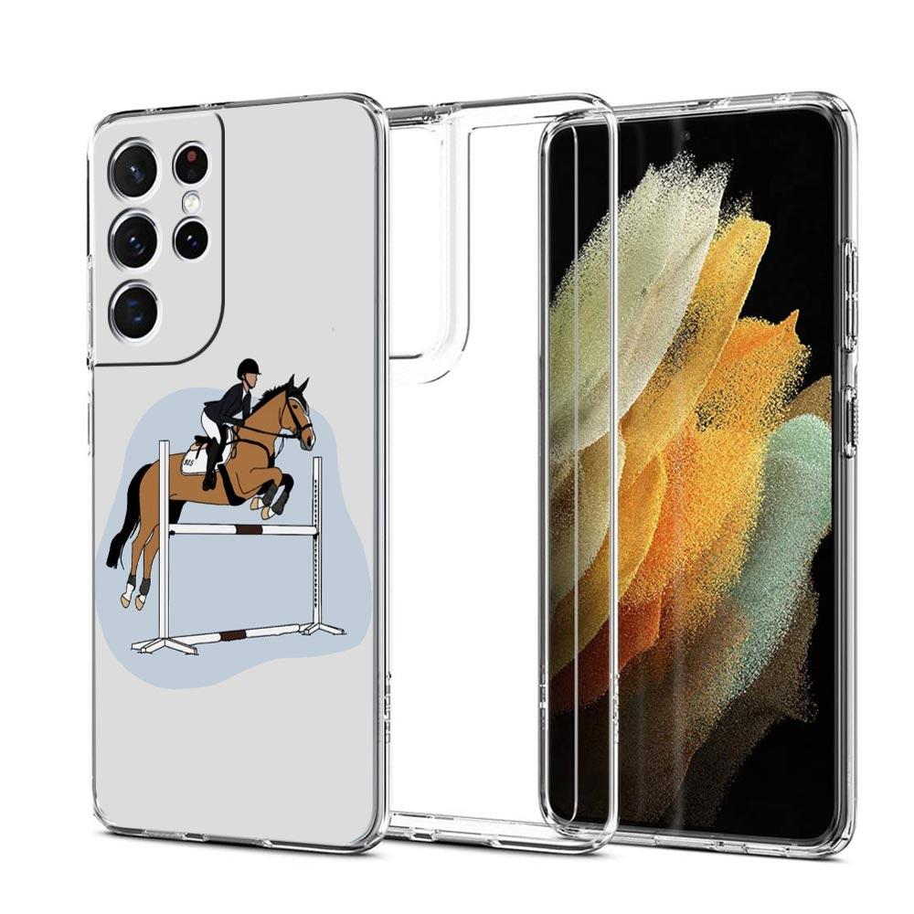 Чехол для телефона с изображением соревновательной лошади для Samsung Galaxy S25 S24 Plus S23 FE S22 S21 S20 Ultra 5G S10 S10E Мягкий прозрачный чехол