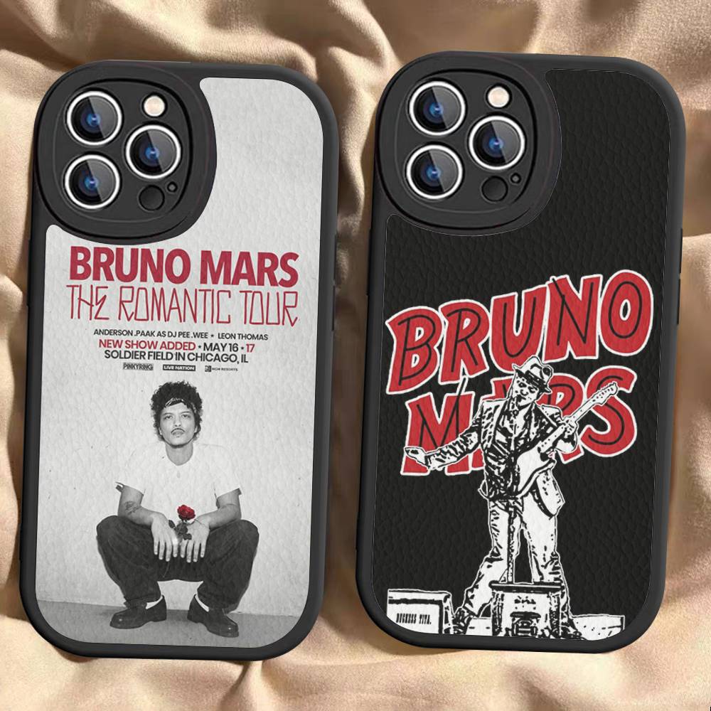 Famous Bruno Mars The Romantic Leather Phone Case For IPhone 15 14 13 Pro Max 12 11 16 Plus Phone Cover
