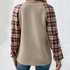 Женская мода повседневный свитер с длинным рукавом в клетку пэчворк свитшот топ