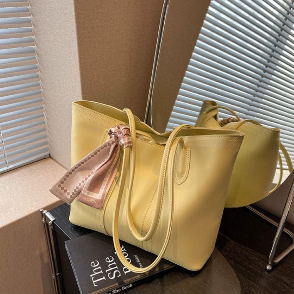Silk Scarf One Shoulder Bag Korean Style Women Handbag Underarm Bag Tote Bag Shopping