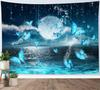 Galaxy Moon Tapestry Wall Decor Cosmic Butterfly Fantasy Tapestry Celestial Stars Blue Sky Nursery Room Art Hanging Print Modern