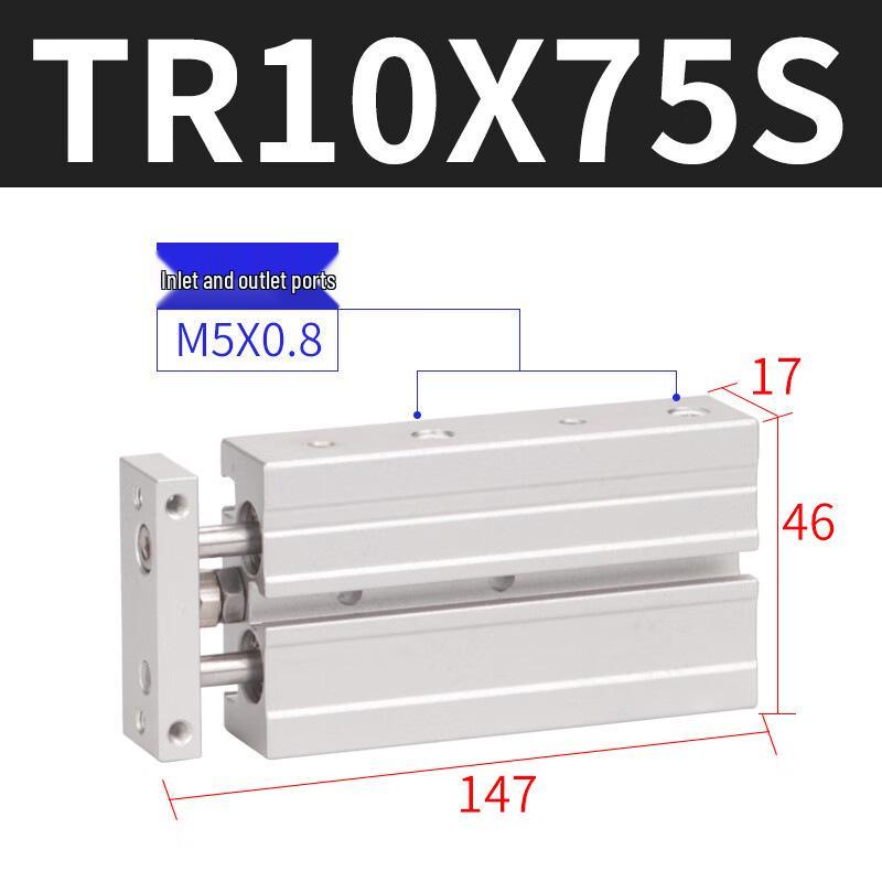 Пневмоцилиндр AirTac с двумя штоками TR10X10 до 30X100-S