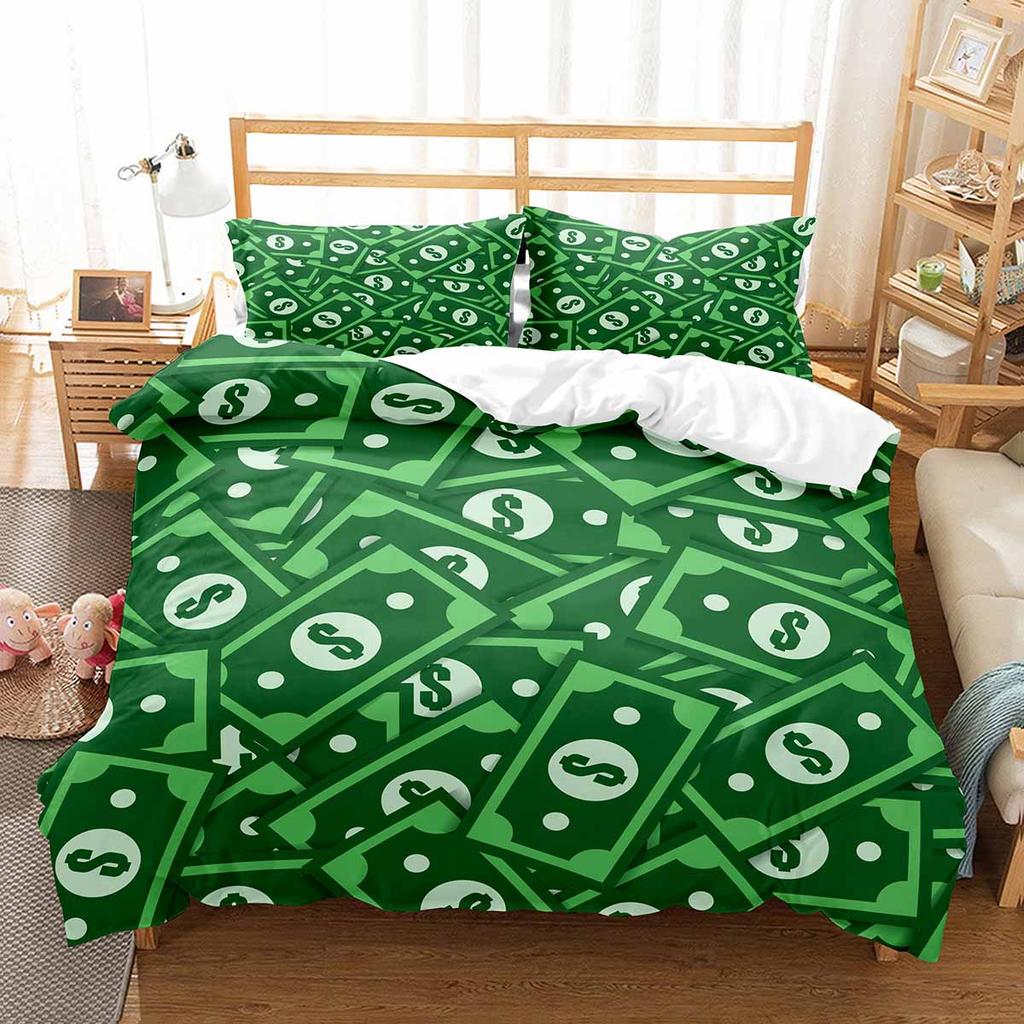 Комплект постельного белья 3D Modern с принтом в виде доллара, пододеяльник, яркий, 2/3 предмета, денежный узор, забавный размер King Queen