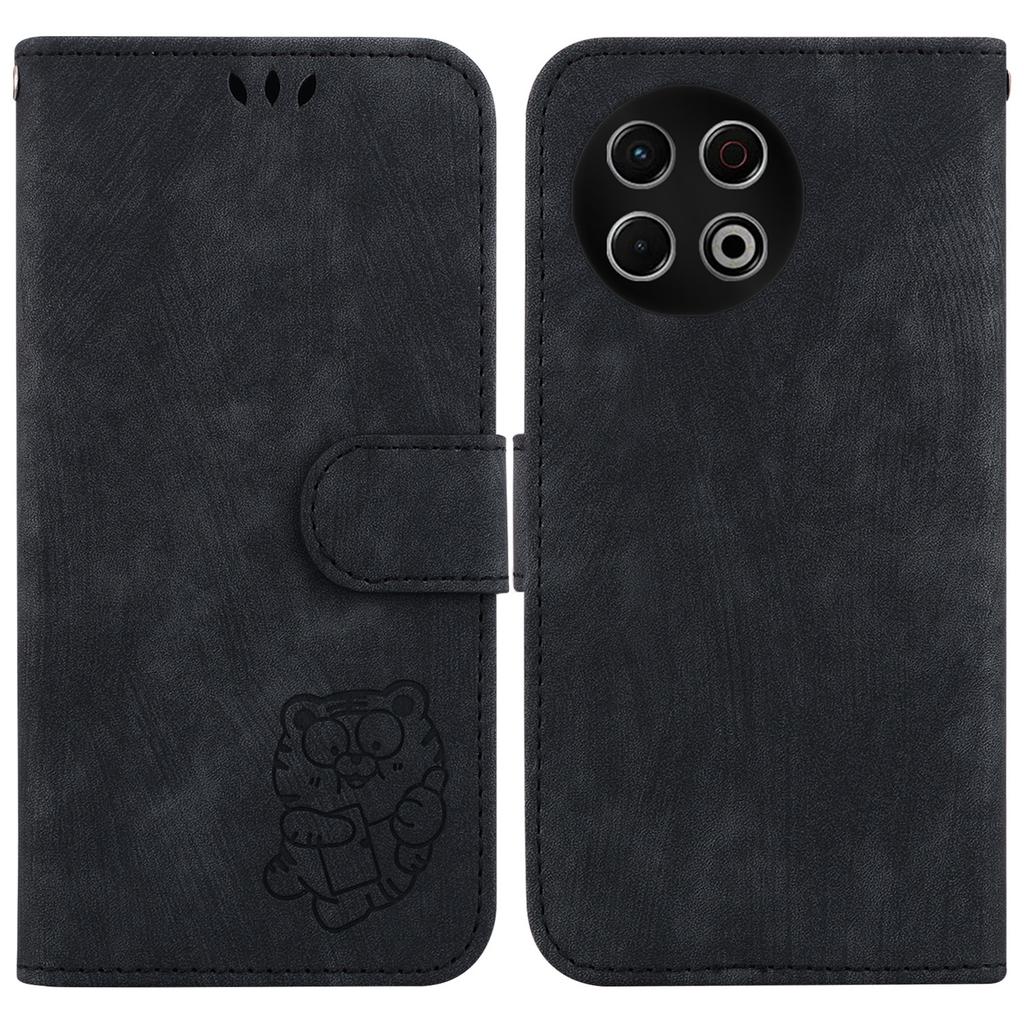 For TECNO Spark 30 Pro 4G Wallet Case Tiger Imprint Leather Shockproof Phone Cover with Wrist Strap