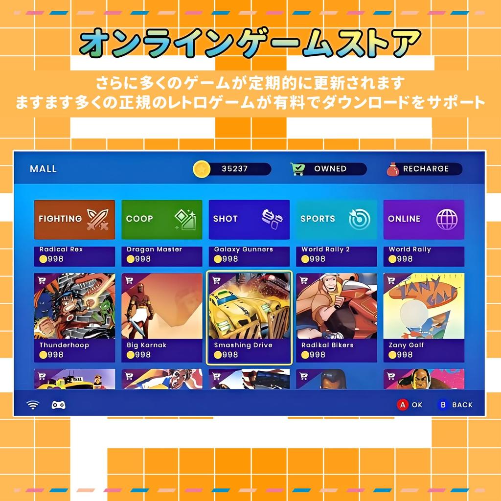 Игра NEOCADE Retro включает в себя 30 лицензированных игр VISCO NES Retro Online Battle Online, игровую систему Android, игровой контроллер HDMI-кабель, совместимую консоль и