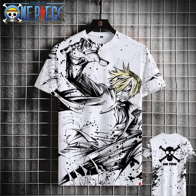Мужская футболка One Piece Повседневная футболка с коротким рукавом Принт с аниме-персонажем Модная уличная одежда