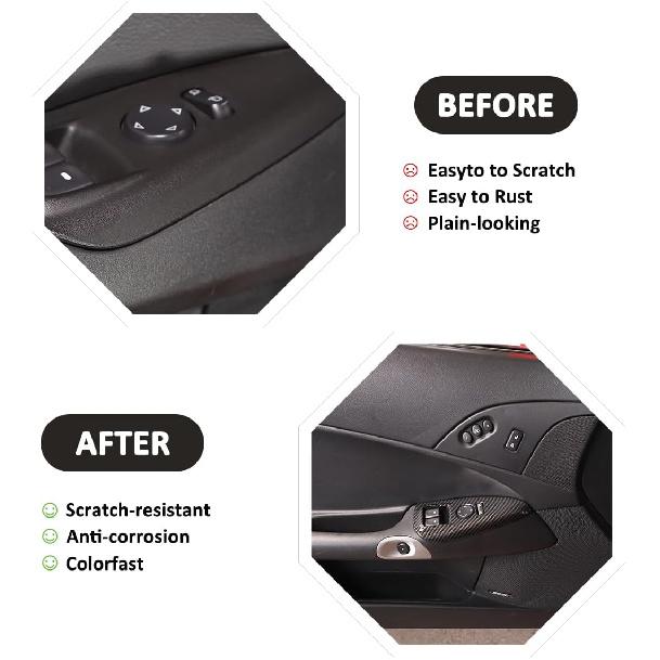 ABS Car Window Lift Switch Button Panel Frame Cover Trim Decoration Sticker For Chevrolet Corvette C6 2005-2013 Auto Glass Lift Switch Frame (Carbon